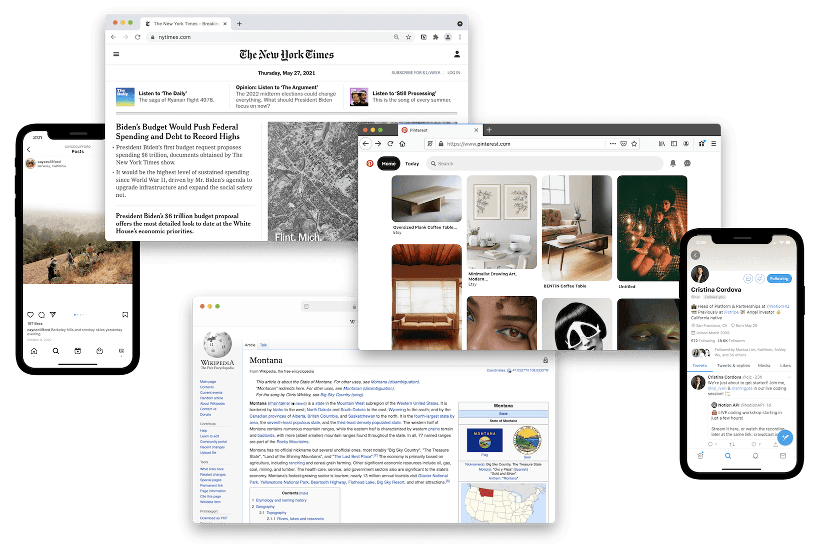 可以保存在 Notion 的Web Clipper中的网站实例