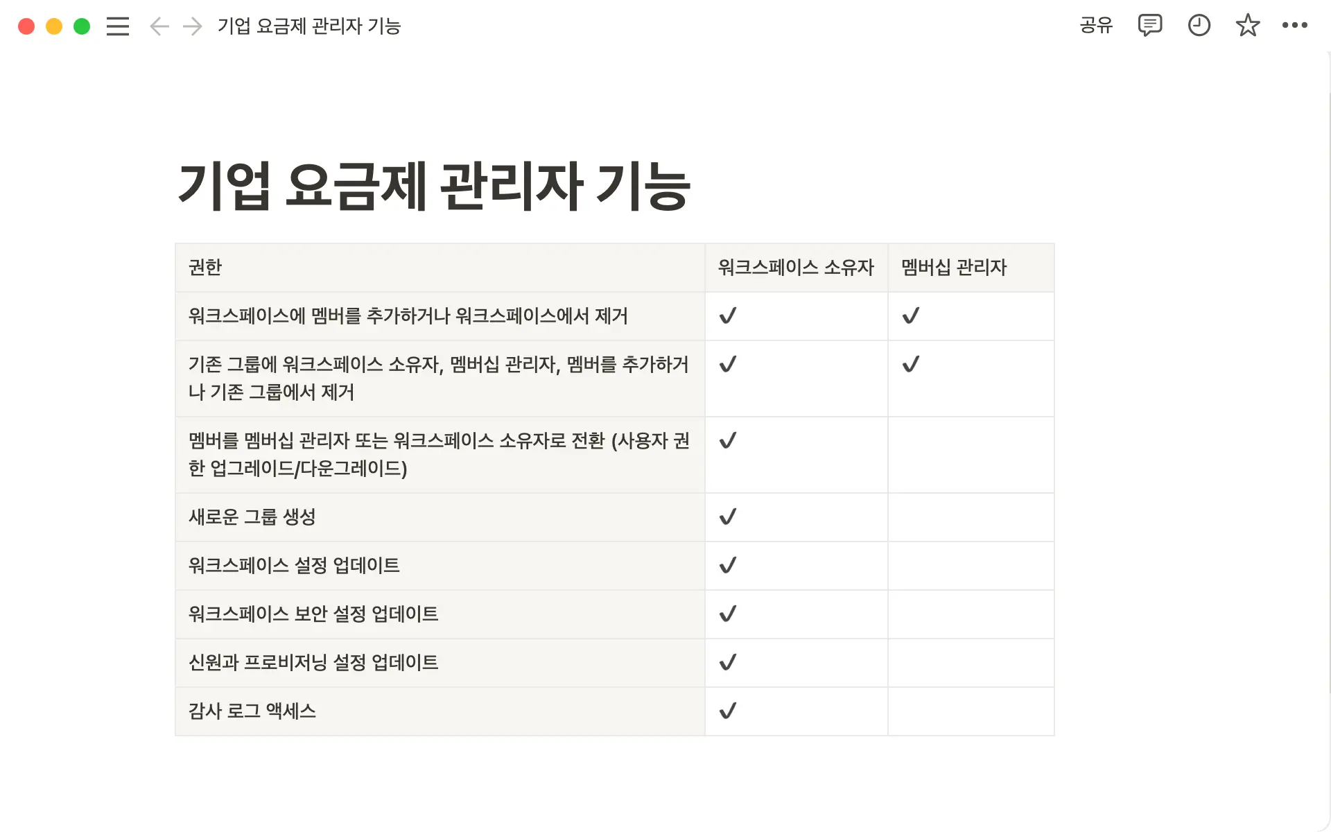 엔터프라이즈 요금제 관리자 기능