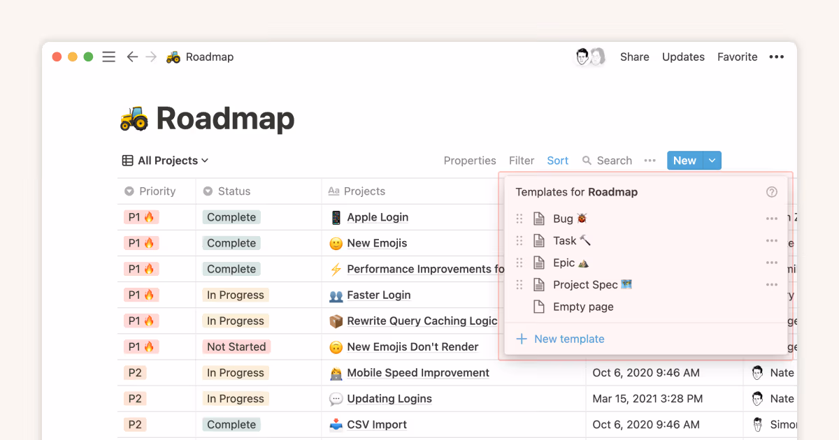 Using database templates to help cement your team's process