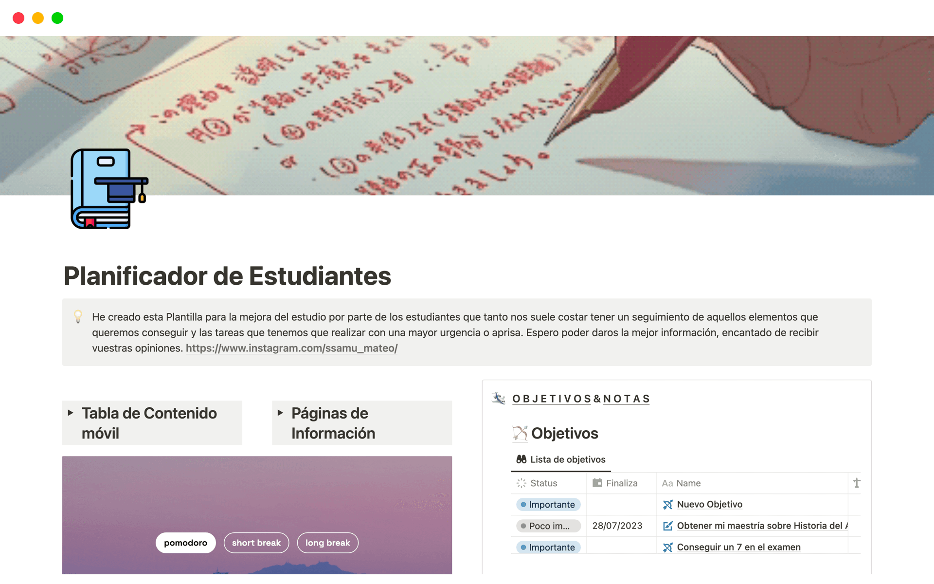 Captura de pantalla de la colección Convierte tus metas en hábitos de Notion