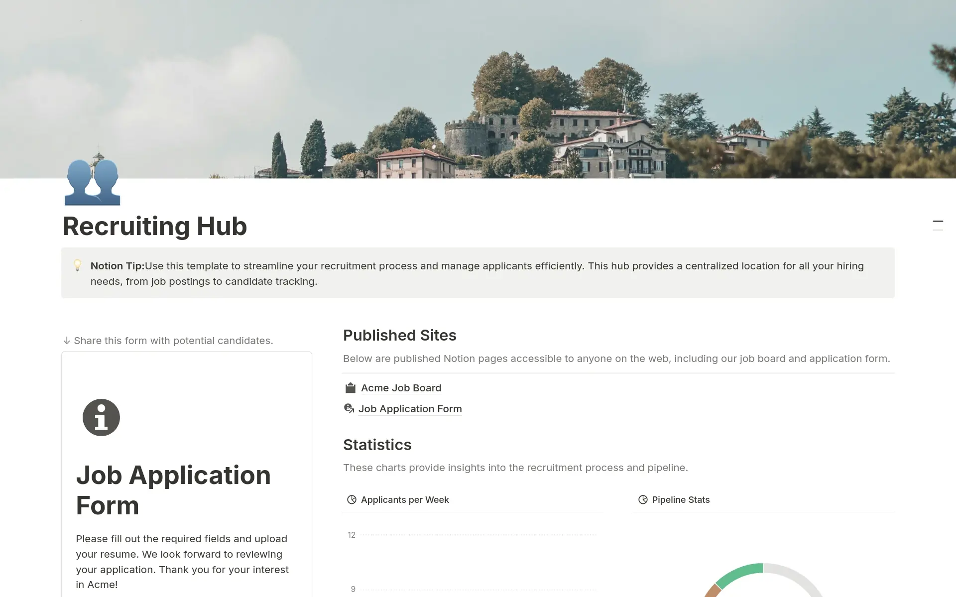 Recruiting Hub的模板预览